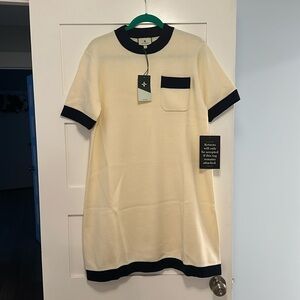 NWT Tuckernuck Cream with black trim sweater dress, size large